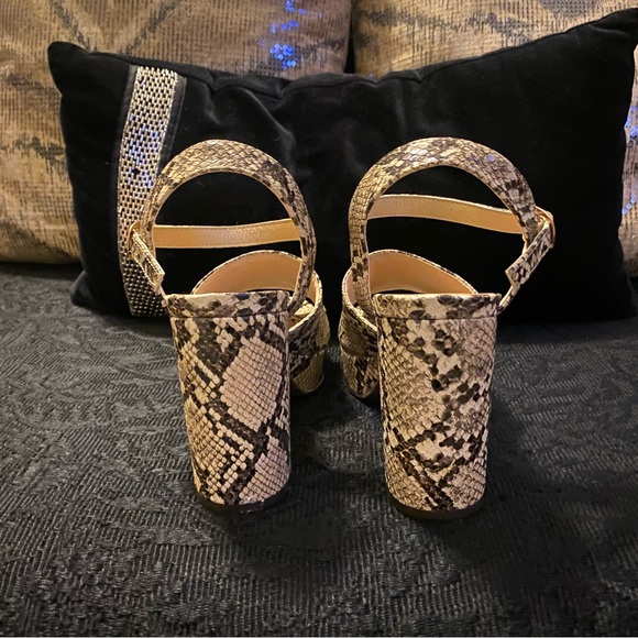 Bamboo platform snakeskin block heel sandals - Picture 6 of 8